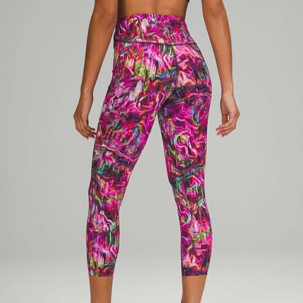 Lululemon Base pace high rise 25” leggings hyperflow pink multi colored 0